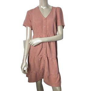 Gibsonlook Dress, Soft Blush Short Sleeve Ruffle Dress